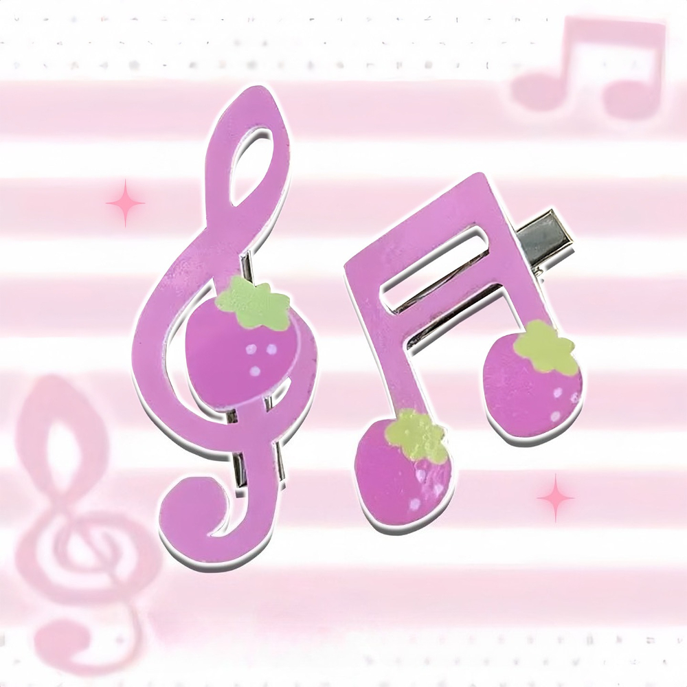 Musical Instrument Symbols - Music Symbol Strawberry Note Hair Clip