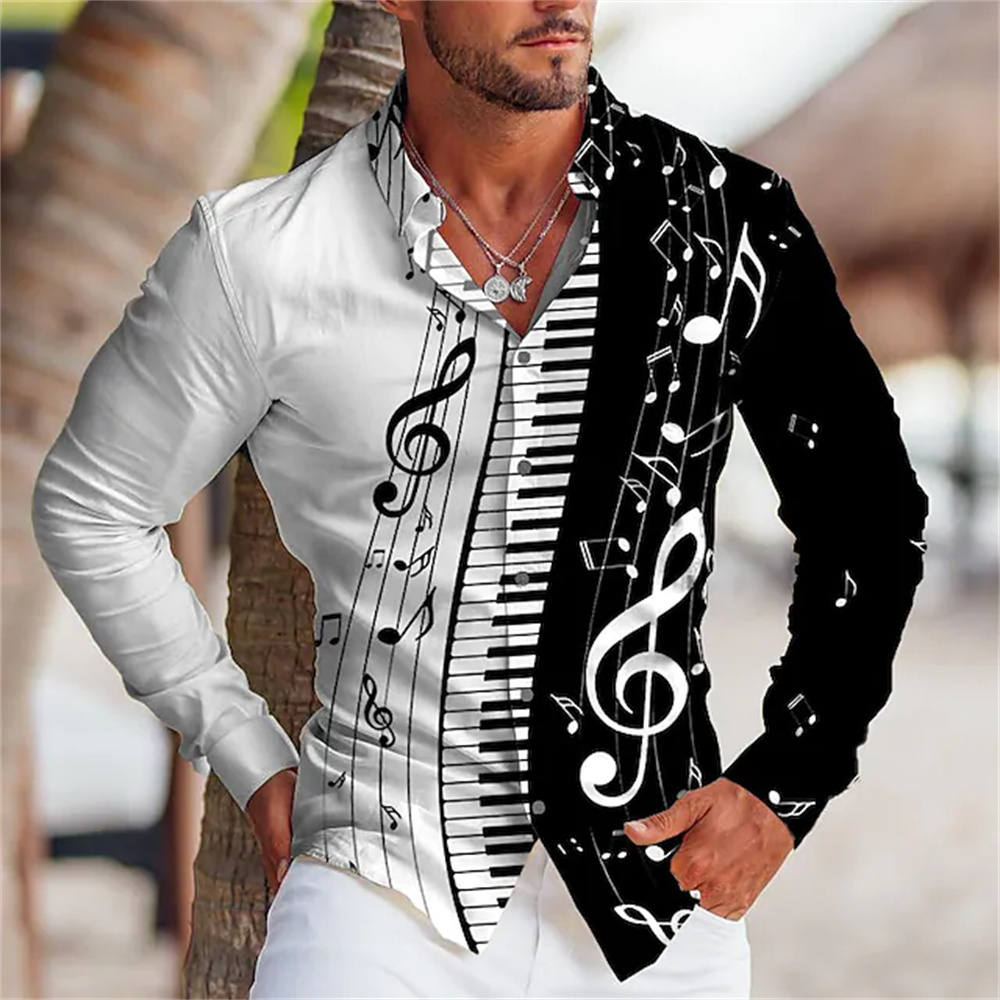 Musical Instrument Symbols - Men's Long Sleeves Shirt with Musical