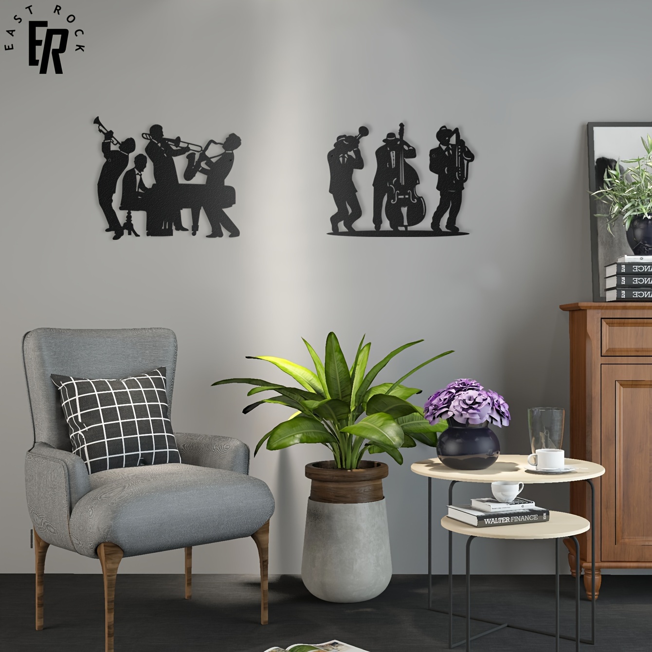 Musical Instrument Symbols - Metal Musician Silhouette Wall Decor |
