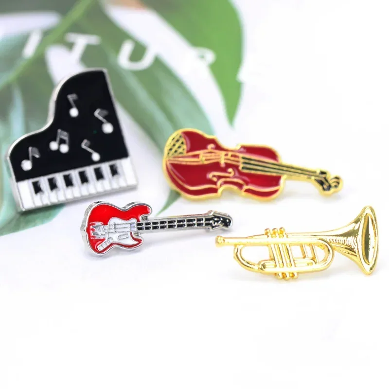 Musical Instrument Symbols - Retro Creative Guitar Violin Piano Enamel