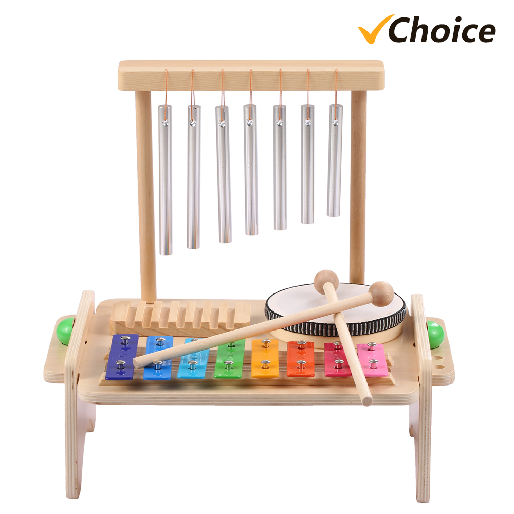 Guiro Scraper Instrument - Wind Chime Combination Kids Drum Set