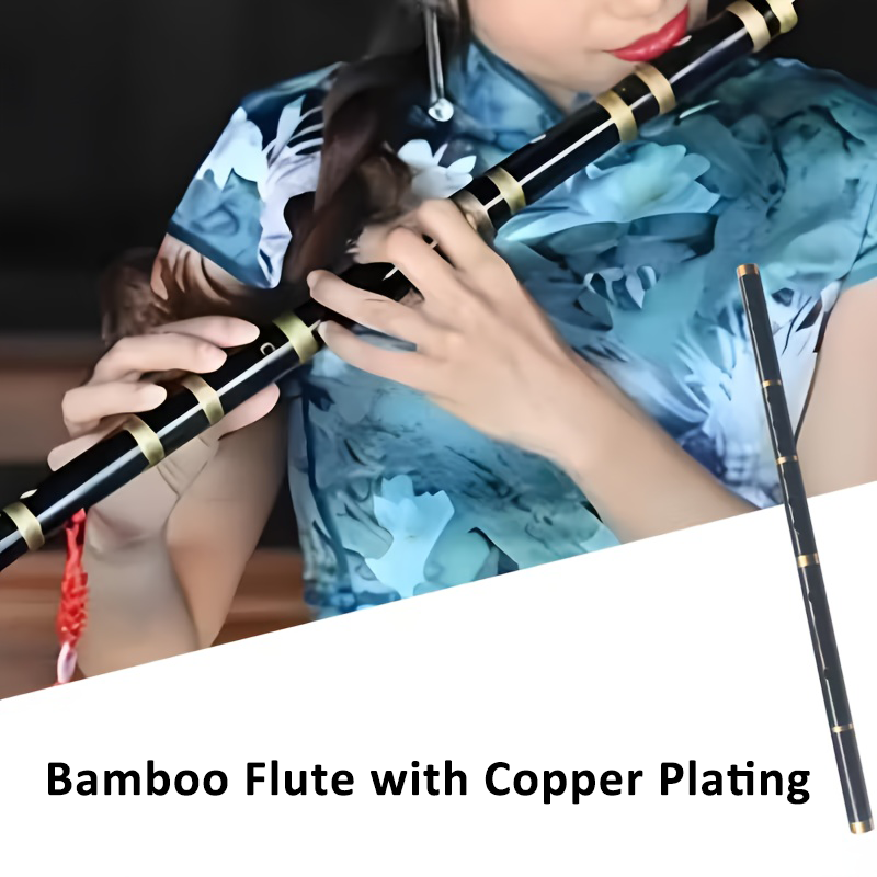 Musical Instrument Pipe - 6 Holes Bamboo Flute with Copper