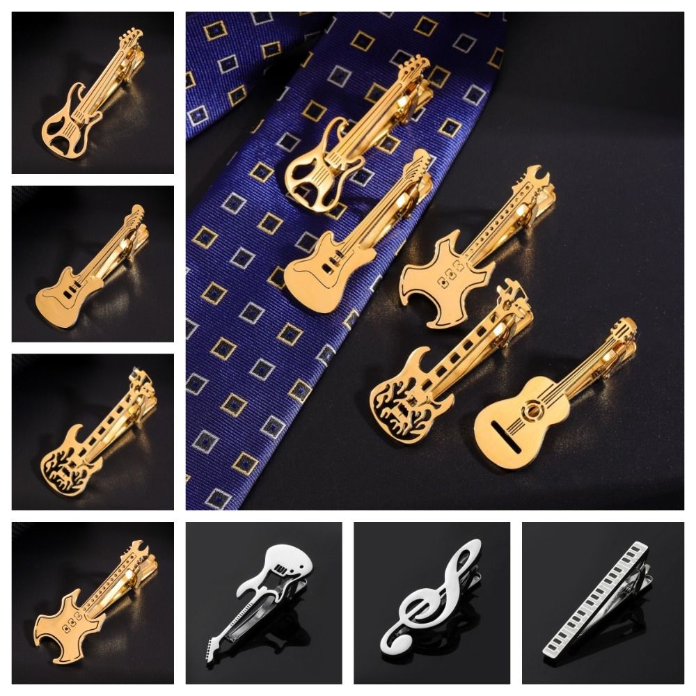 Musical Instrument Symbols - Fashion Treble Clef Guitar Tie Clip