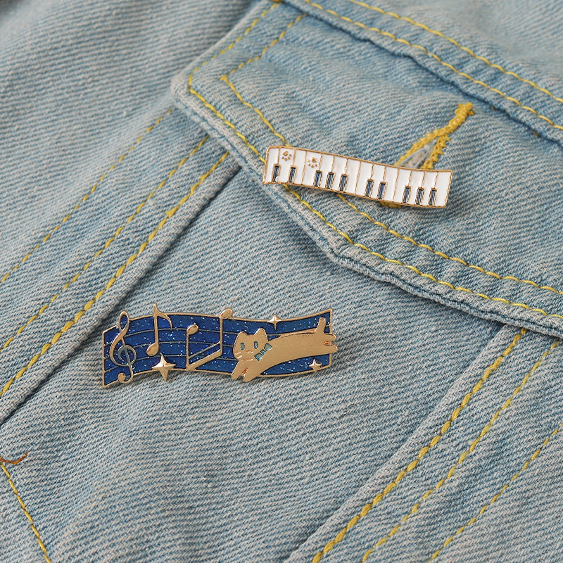 Musical Instrument Jewelry - 2Pcs Cute Cat Music Enamel Pins