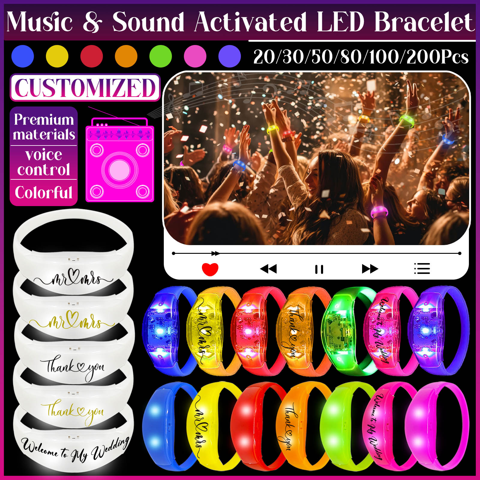 Musical Instrument Jewelry - 20-200Pcs Music And Sound Activated LED