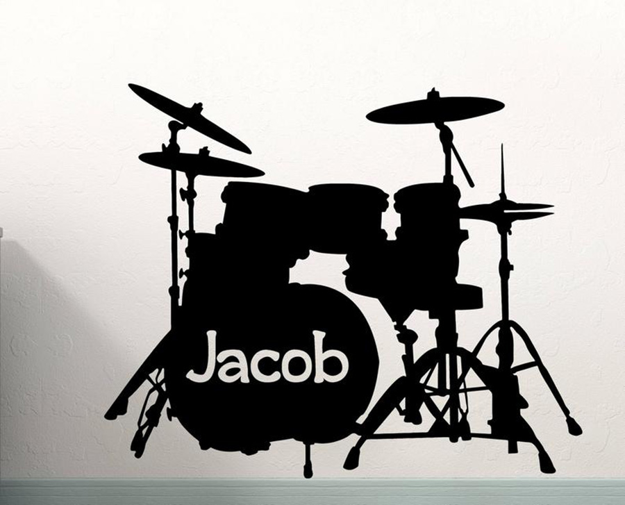 Musical Instrument Name - Bộ trống Decal Dán Tường Tùy